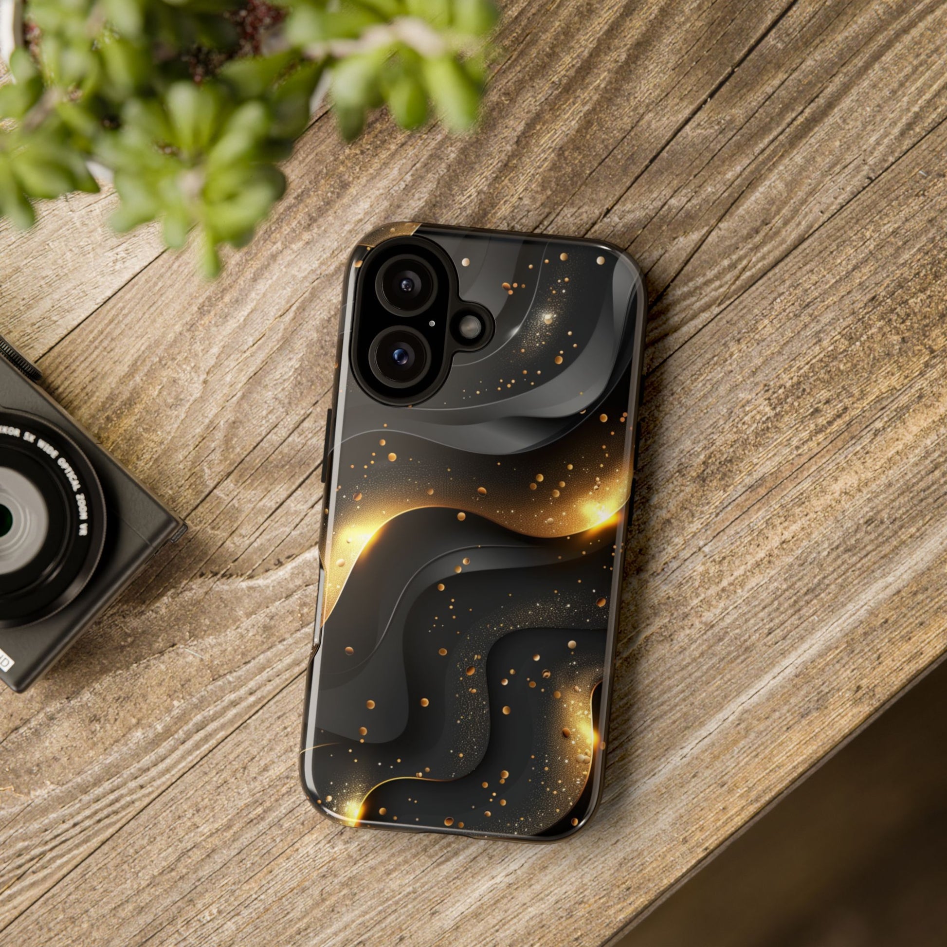 Black Gold Minimalist Waves Cover Phone Case