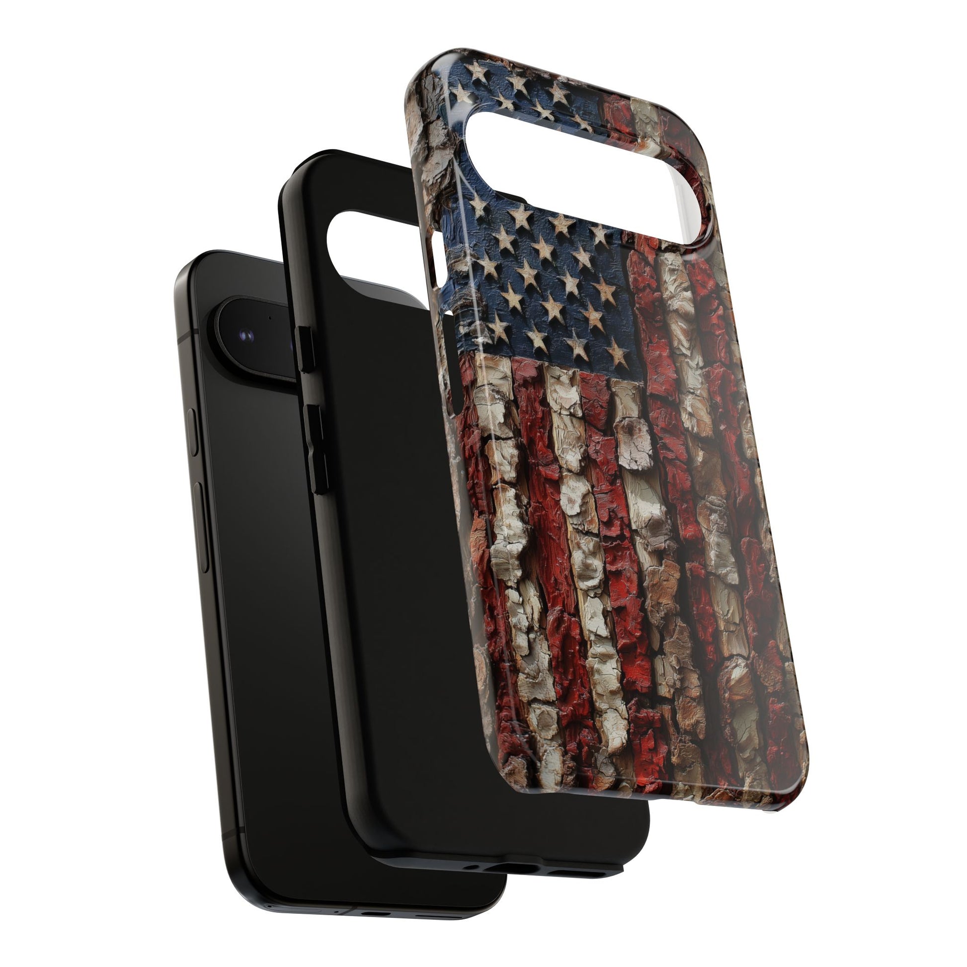 American Flag Bark Wood UV Print