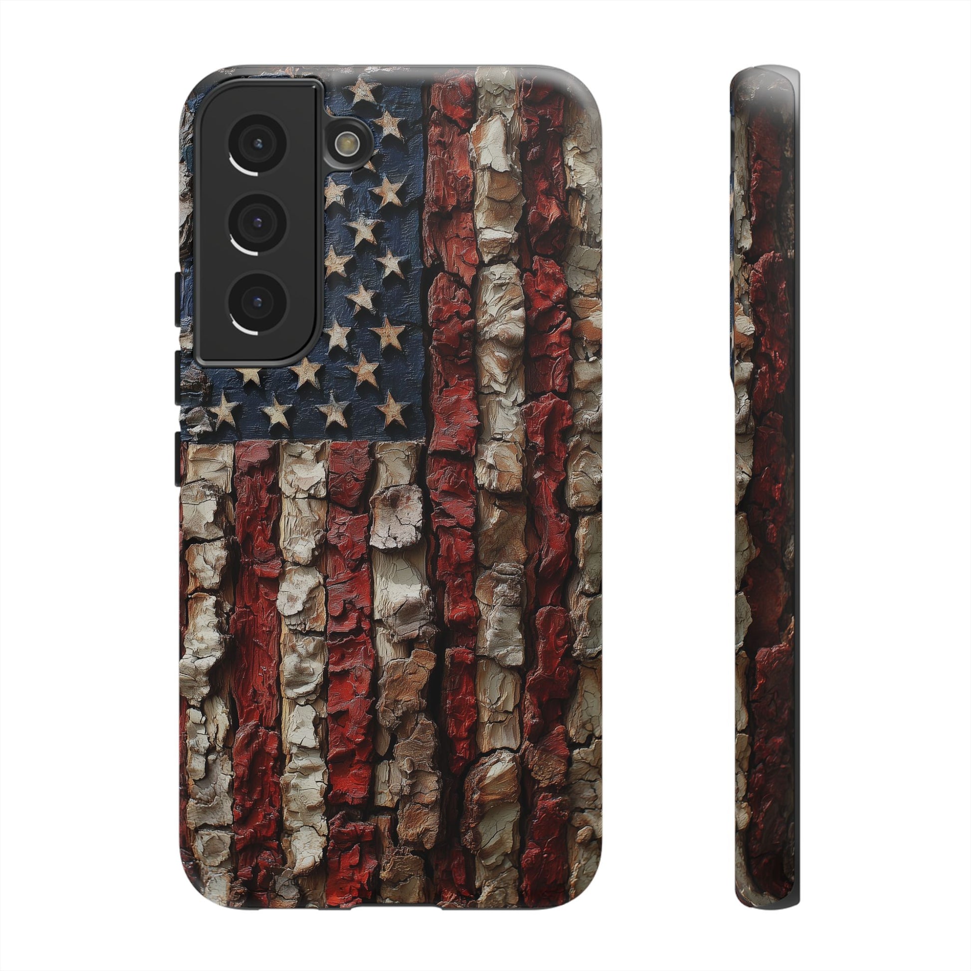 American Flag Bark Wood UV Print