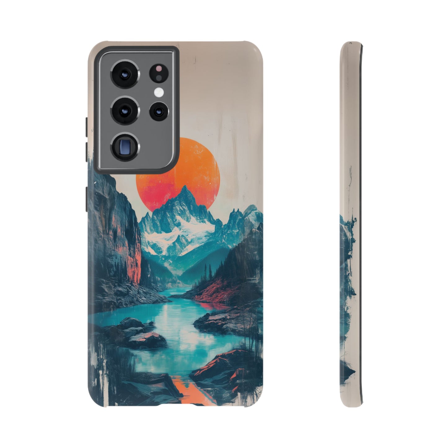 Blue Mountain Orange Sun Risograph