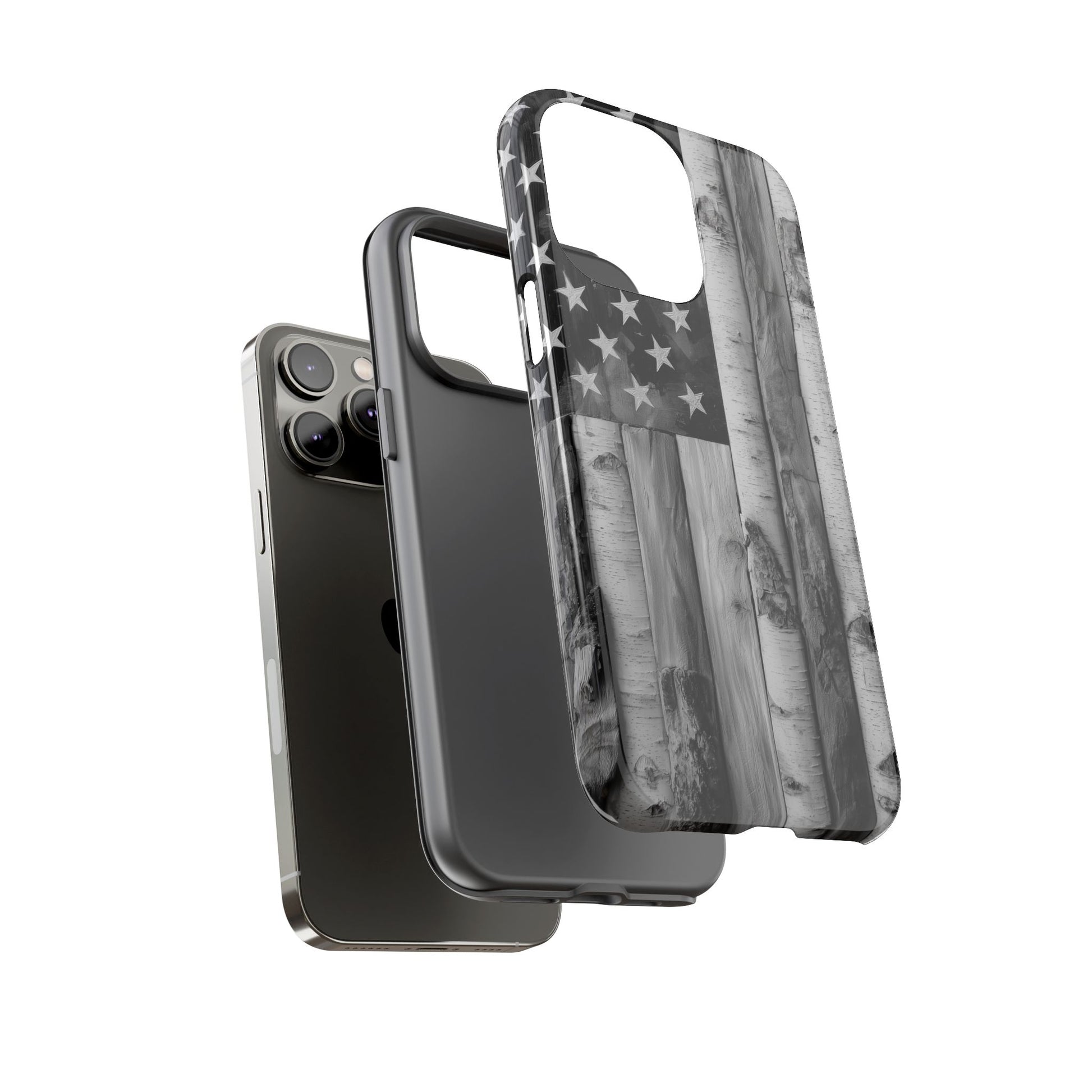 American Flag Flat Gray Wood Tone