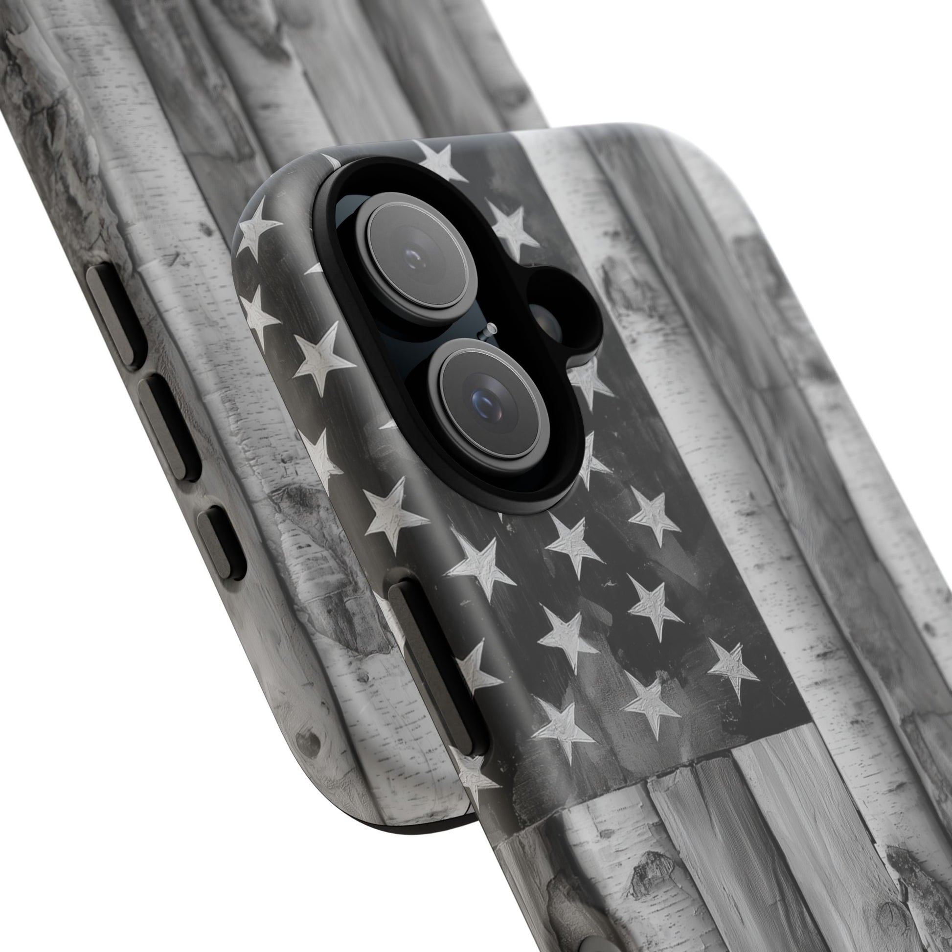American Flag Flat Gray Wood Tone