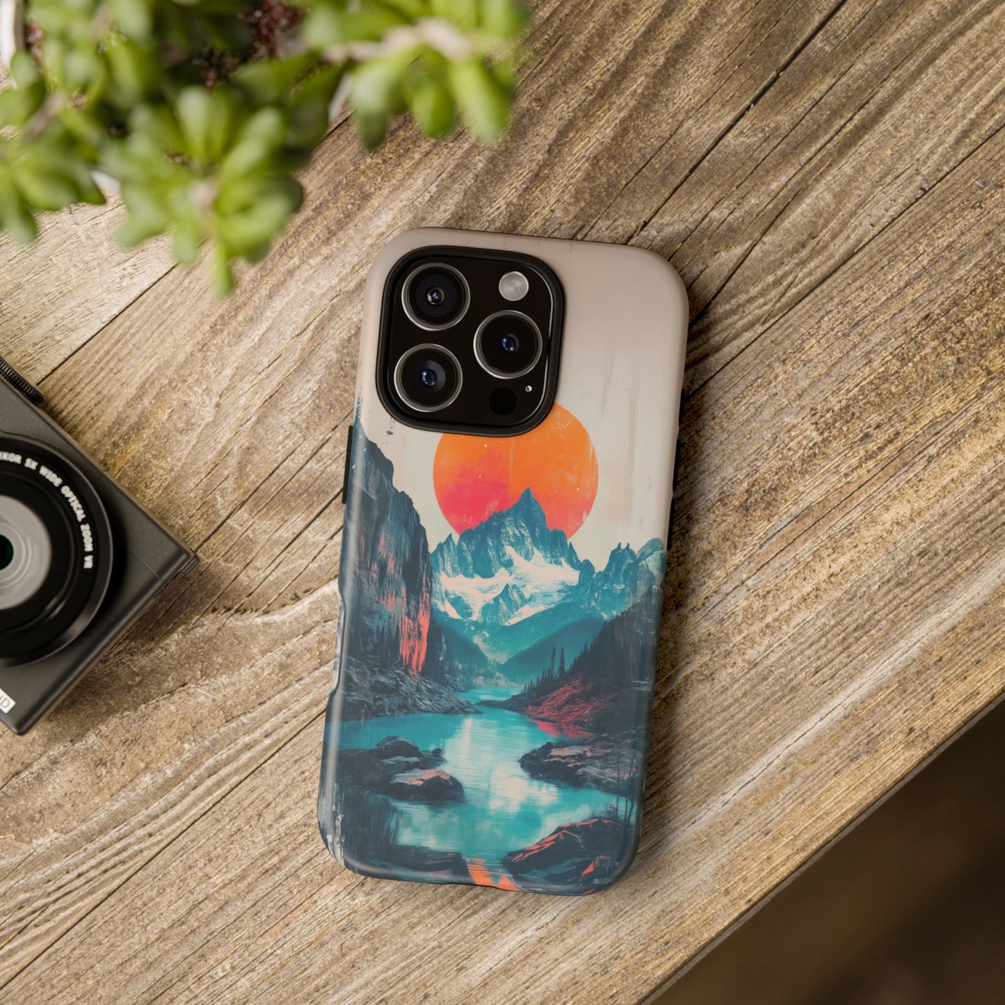 Blue Mountain Orange Sun Risograph