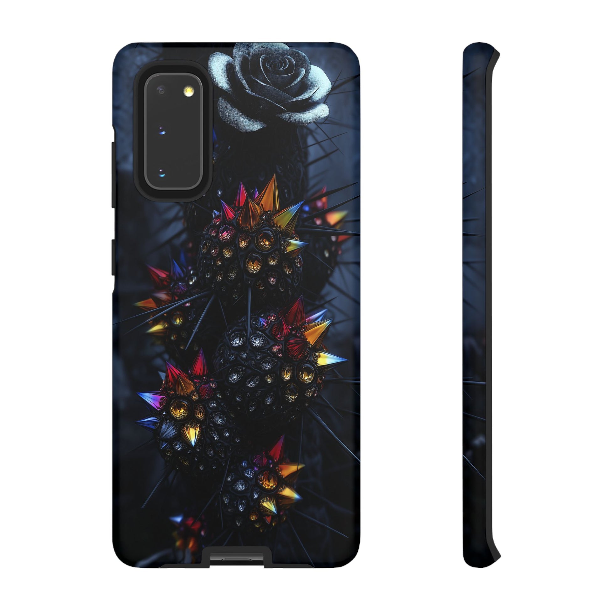 Black Cactus Colorful Glass Shards Dark Desert