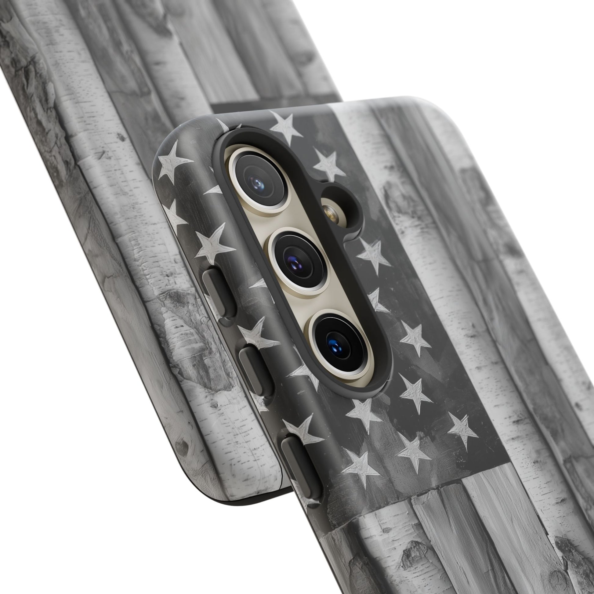 American Flag Flat Gray Wood Tone