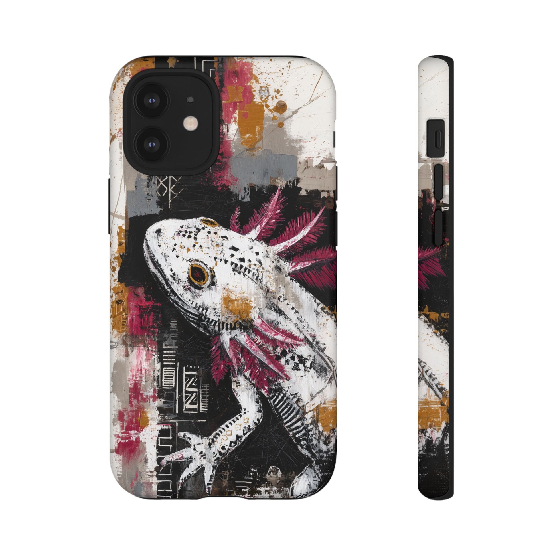 Abstract Axolotl White Pink Artwork