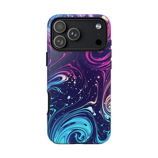 Teal Blue Swirls Neon Liquid