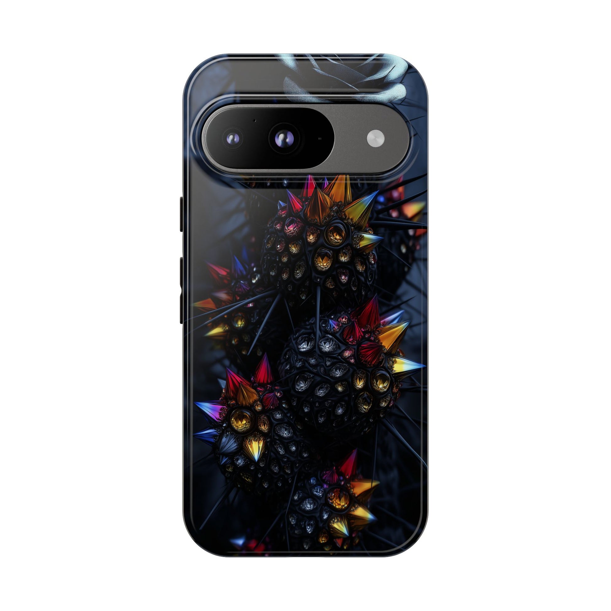 Black Cactus Colorful Glass Shards Dark Desert