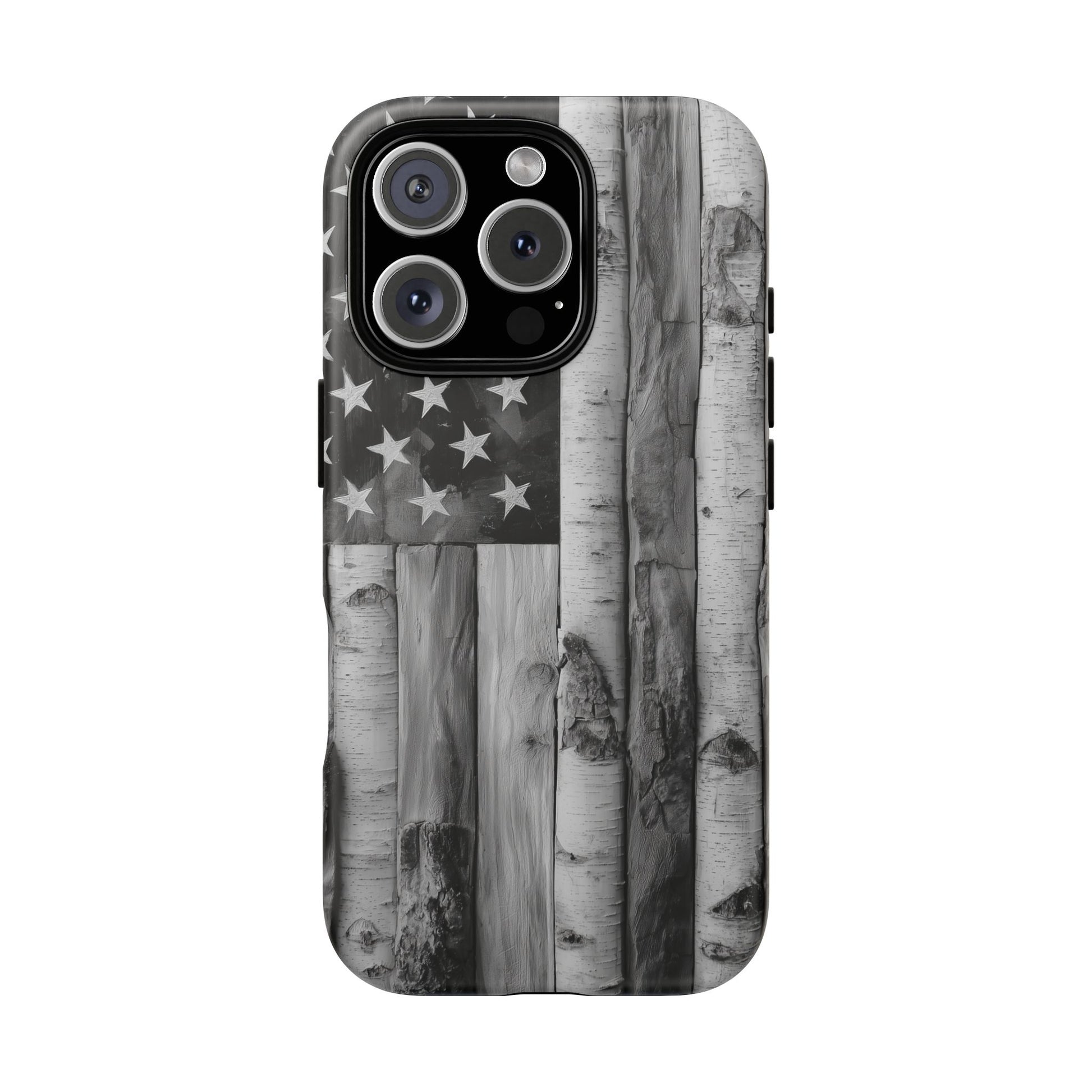 American Flag Flat Gray Wood Tone