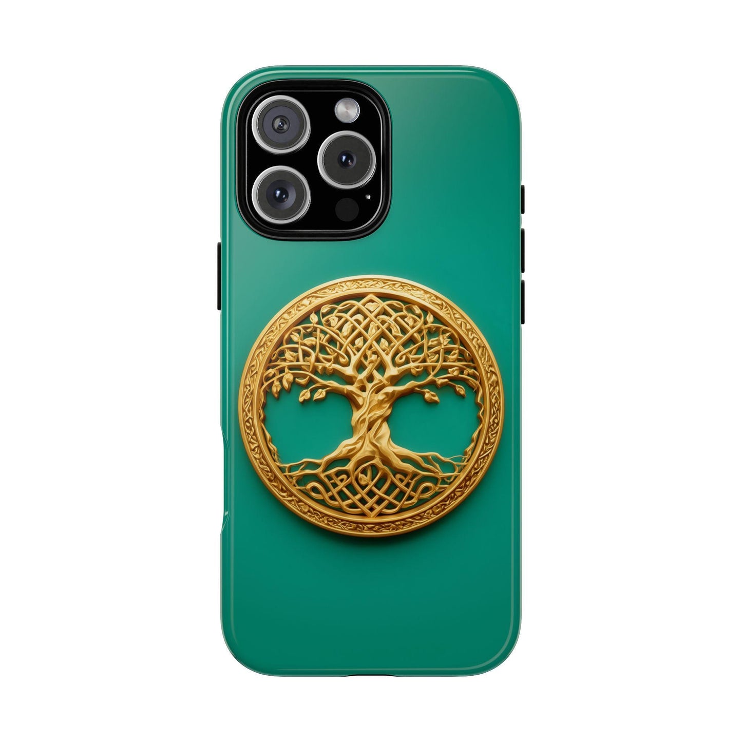 Golden Yggdrasil Celtic Tree Teal