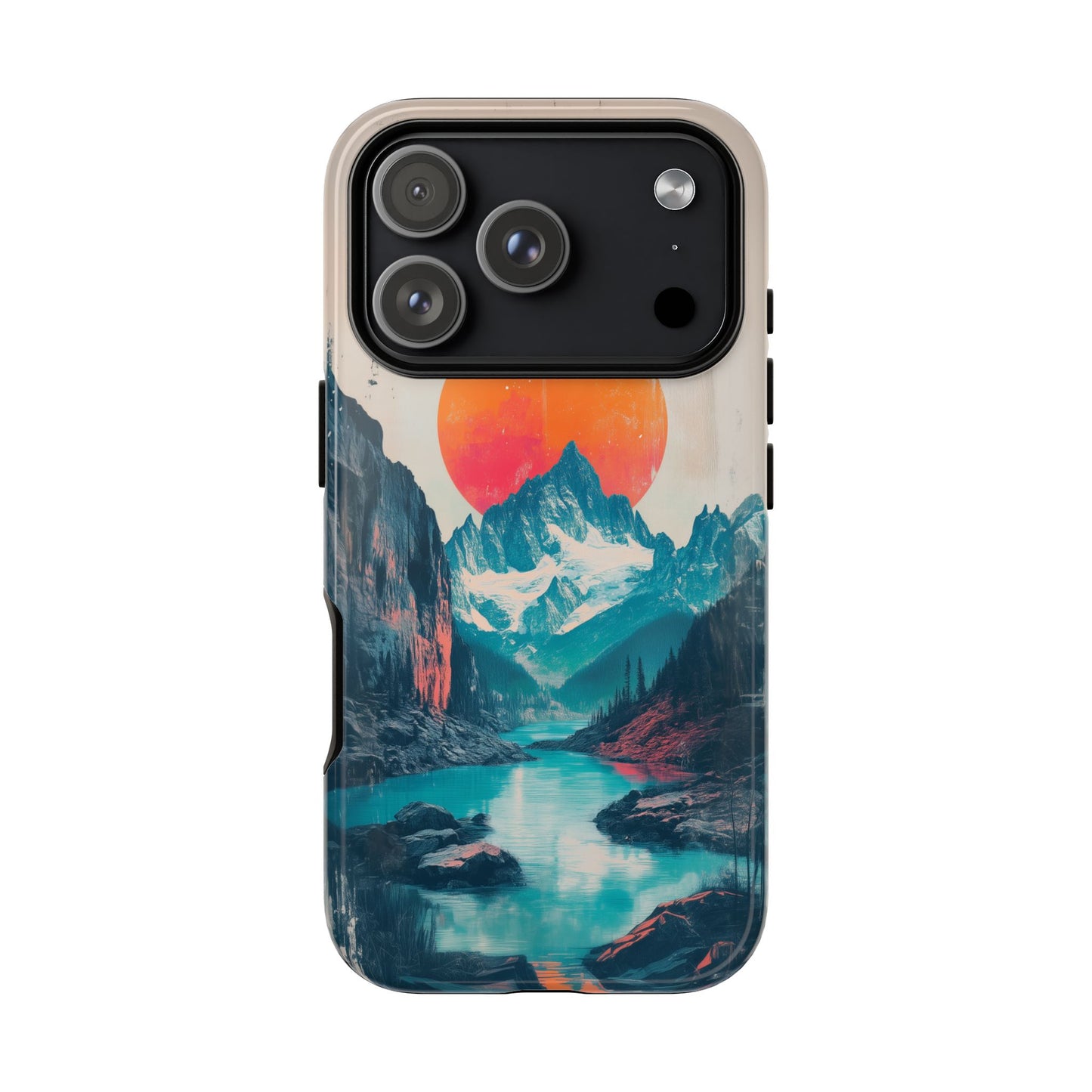 Blue Mountain Orange Sun Risograph