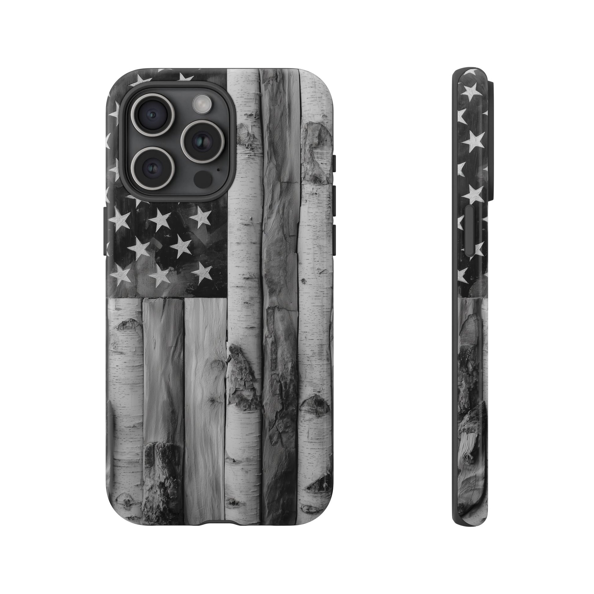 American Flag Flat Gray Wood Tone