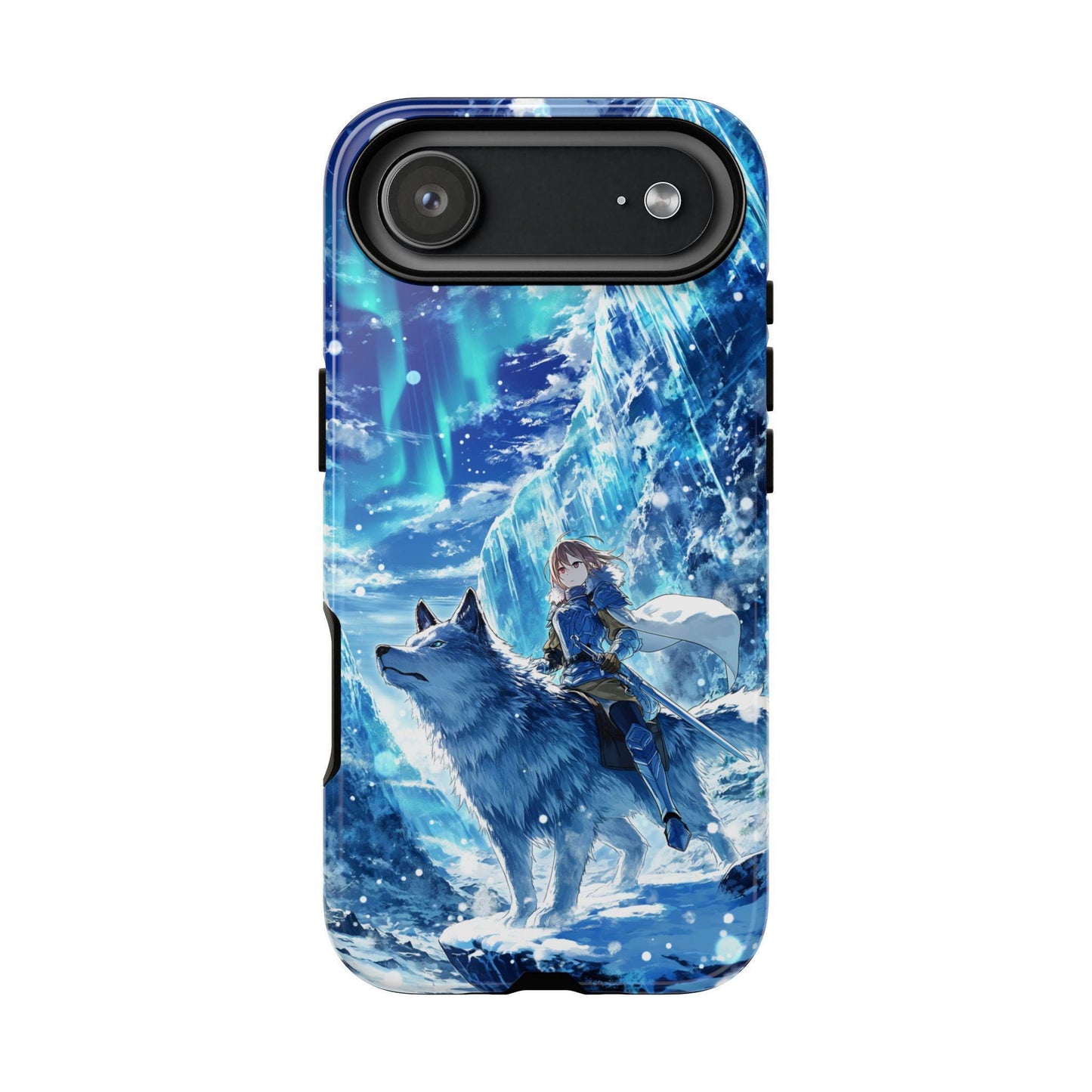 White Wolf Anime Girl Icy Mountains