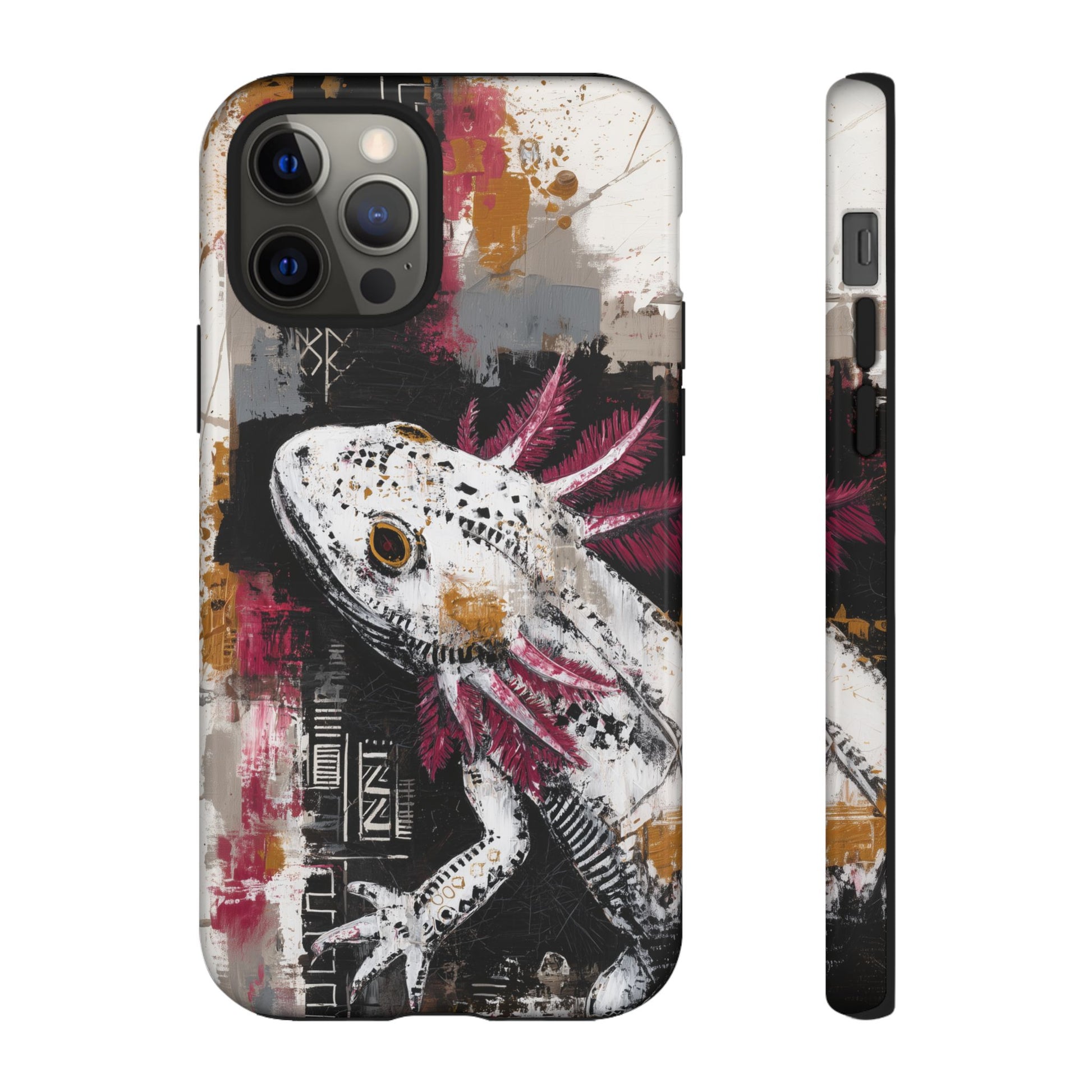 Abstract Axolotl White Pink Artwork