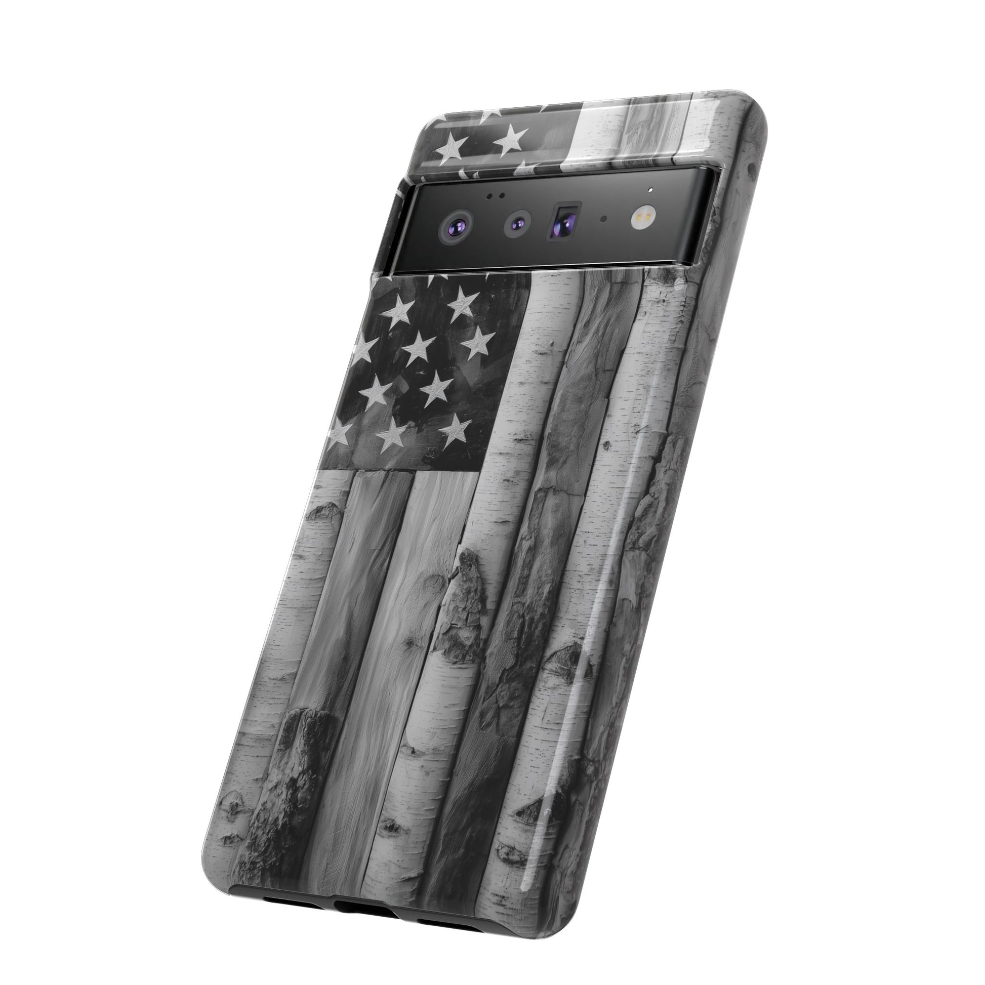 American Flag Flat Gray Wood Tone