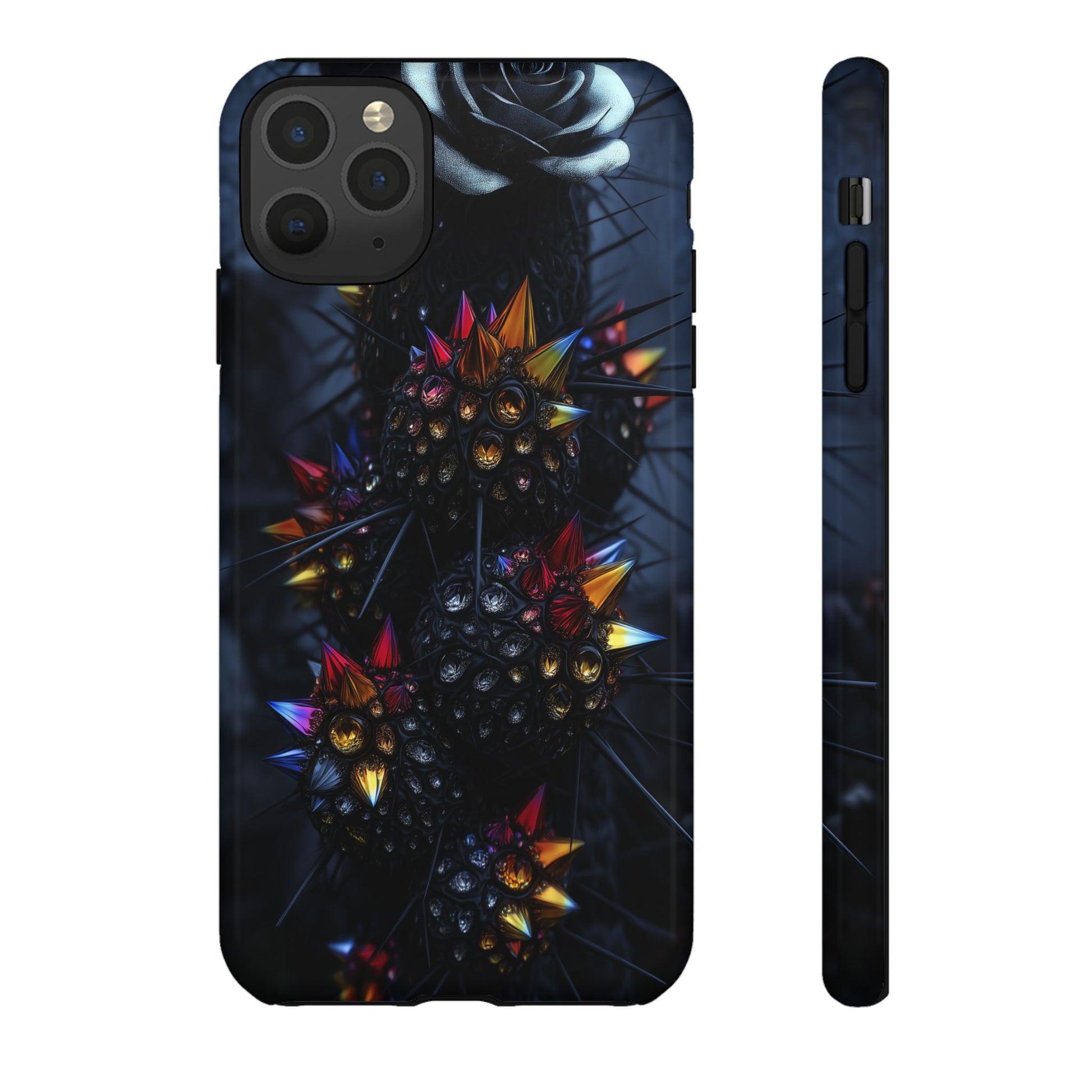 Black Cactus Colorful Glass Shards Dark Desert