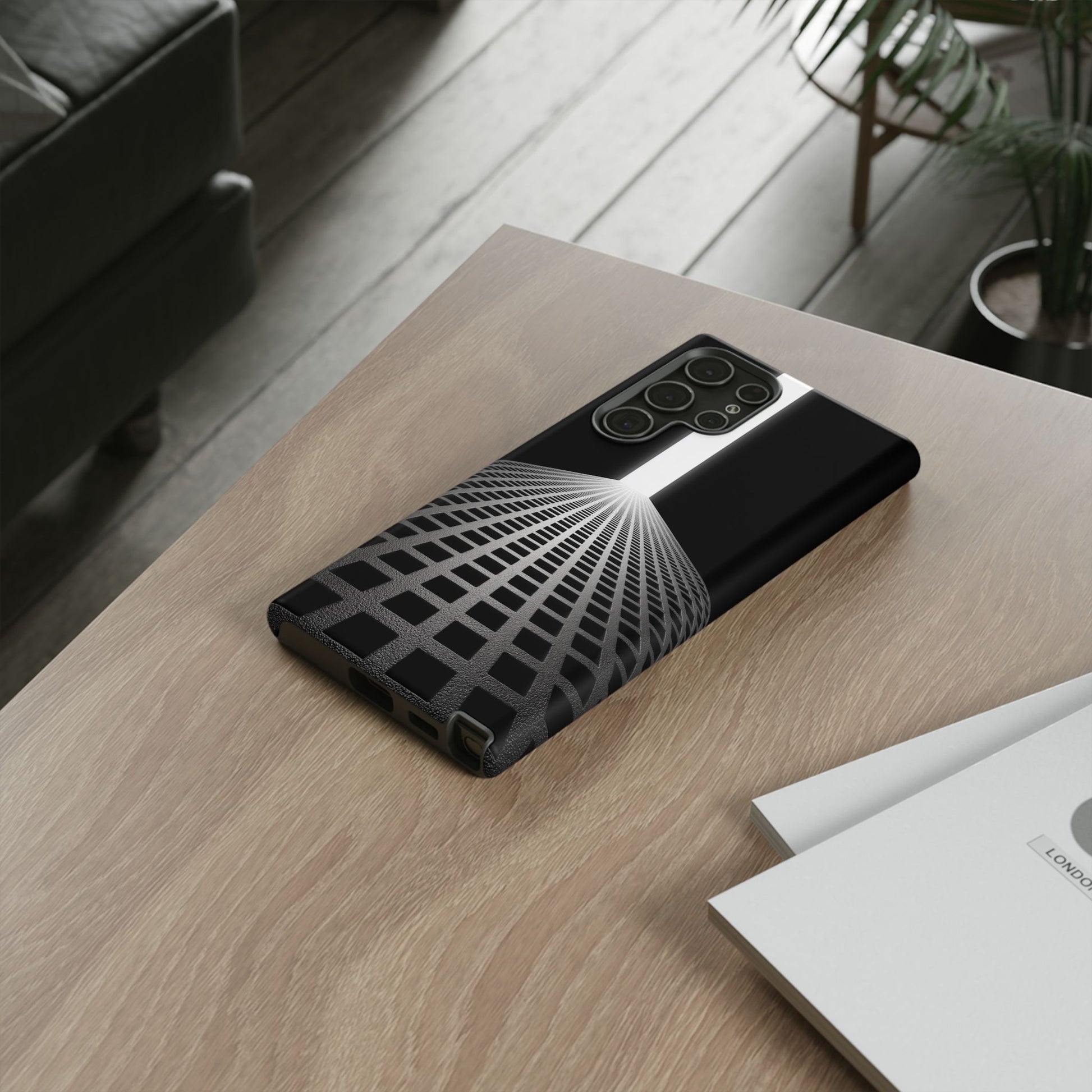 Black Gray Minimalist Grid Surreal Building Pathway