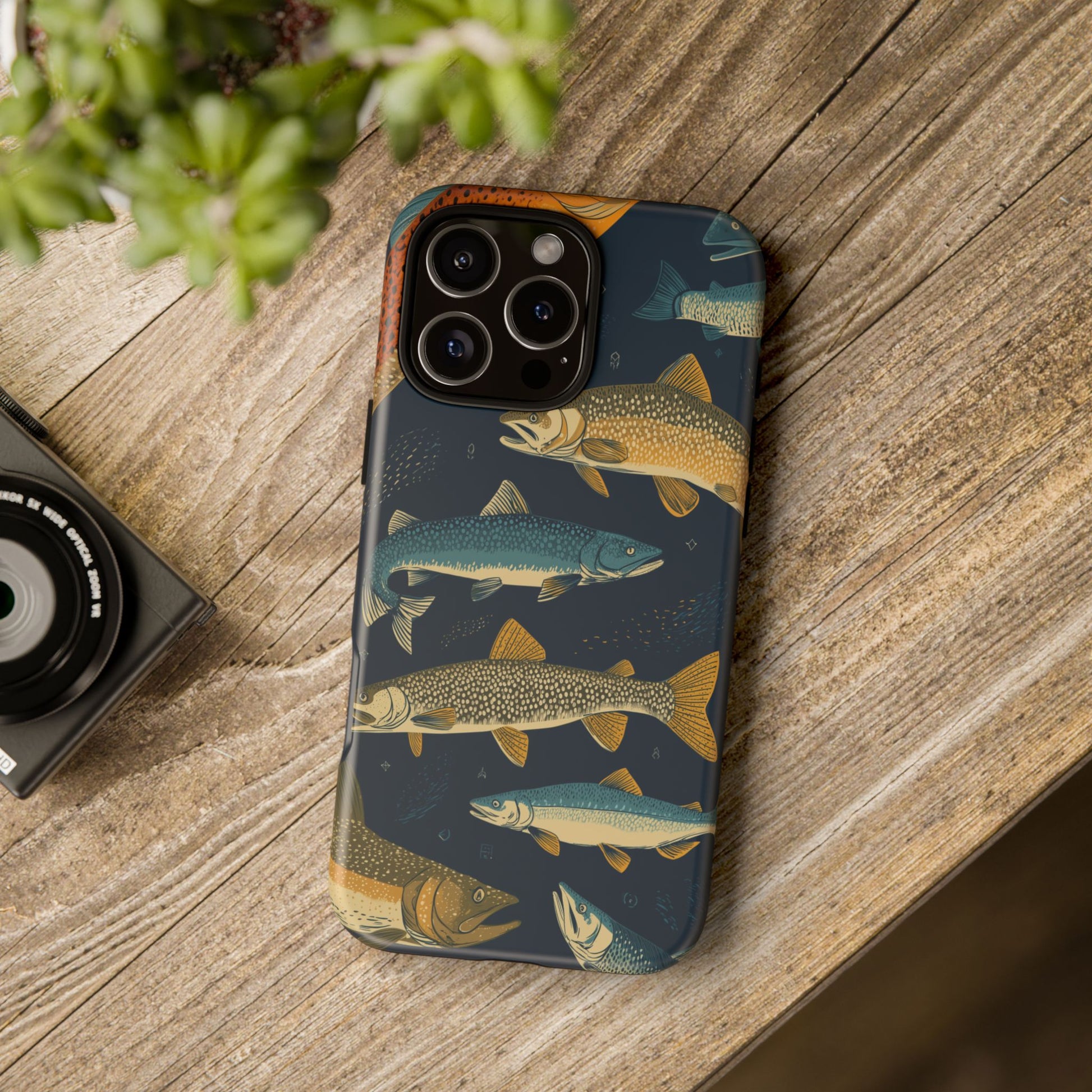 Abstract Fish Salmon Fishing Pattern