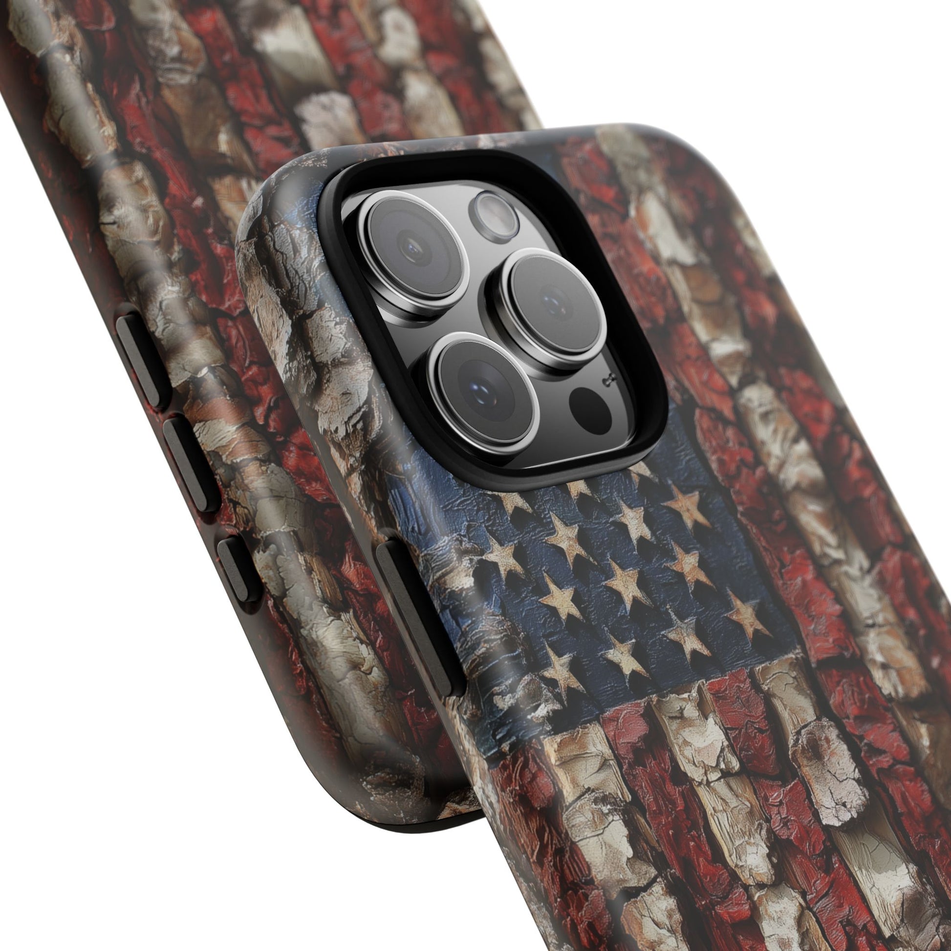 American Flag Bark Wood UV Print