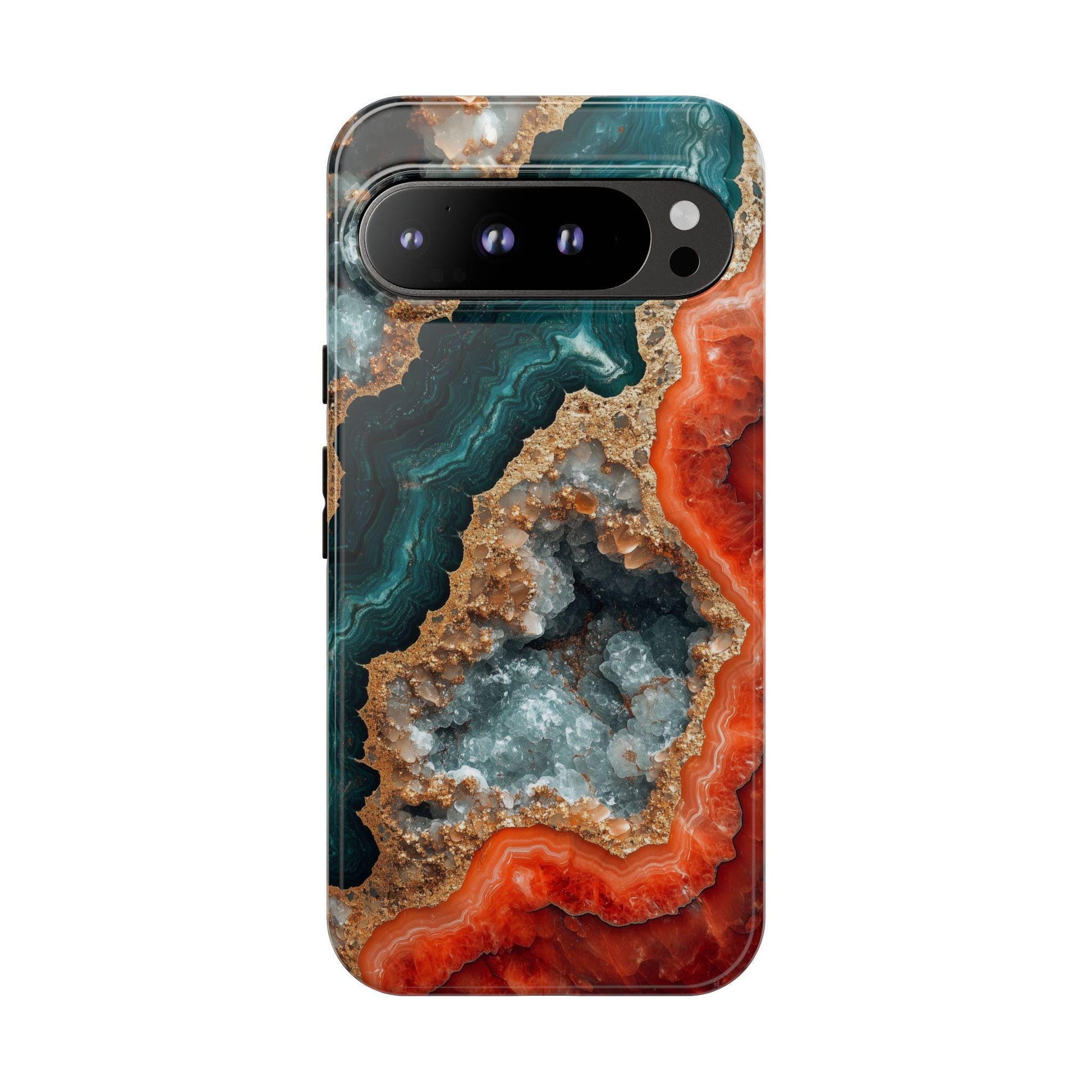 The image is an advertisement for a "Tough Case" for an iPhone, highlighting its durability and top-rated quality.