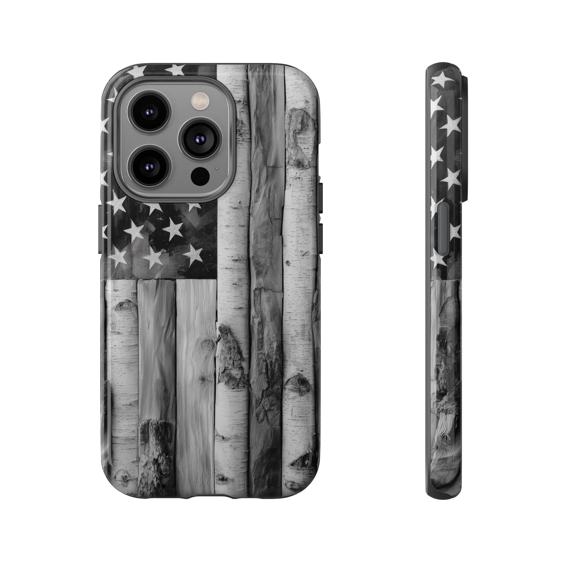 American Flag Flat Gray Wood Tone