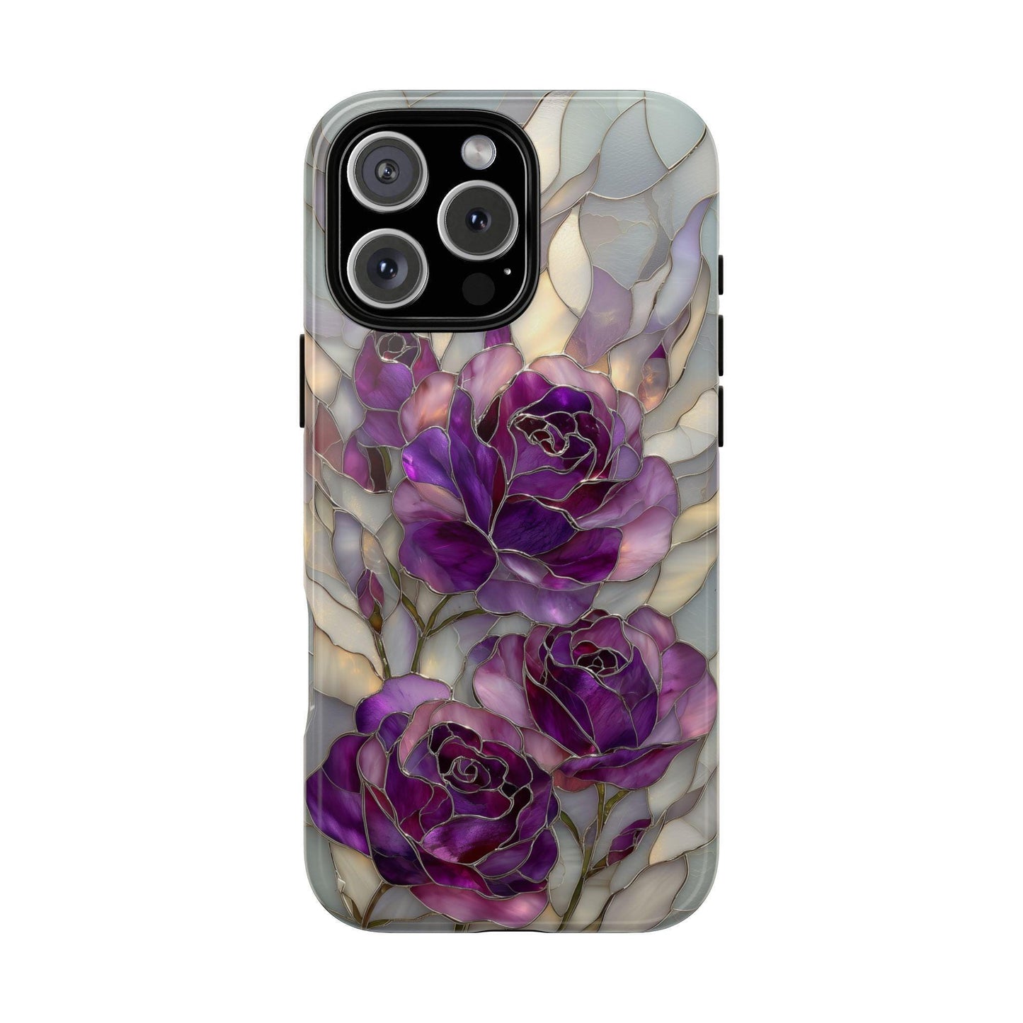 Purple Roses Stained Glass Flower