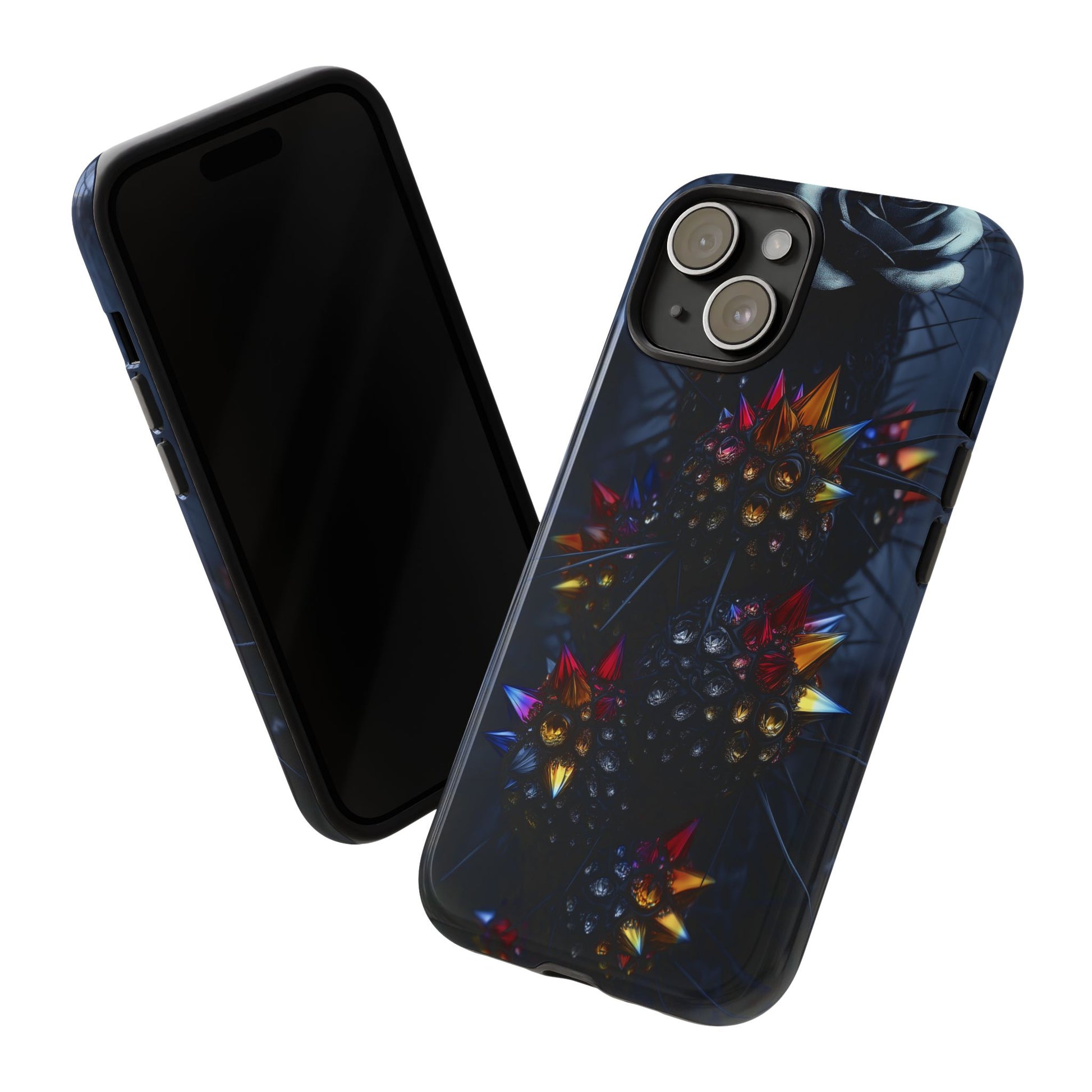 Black Cactus Colorful Glass Shards Dark Desert