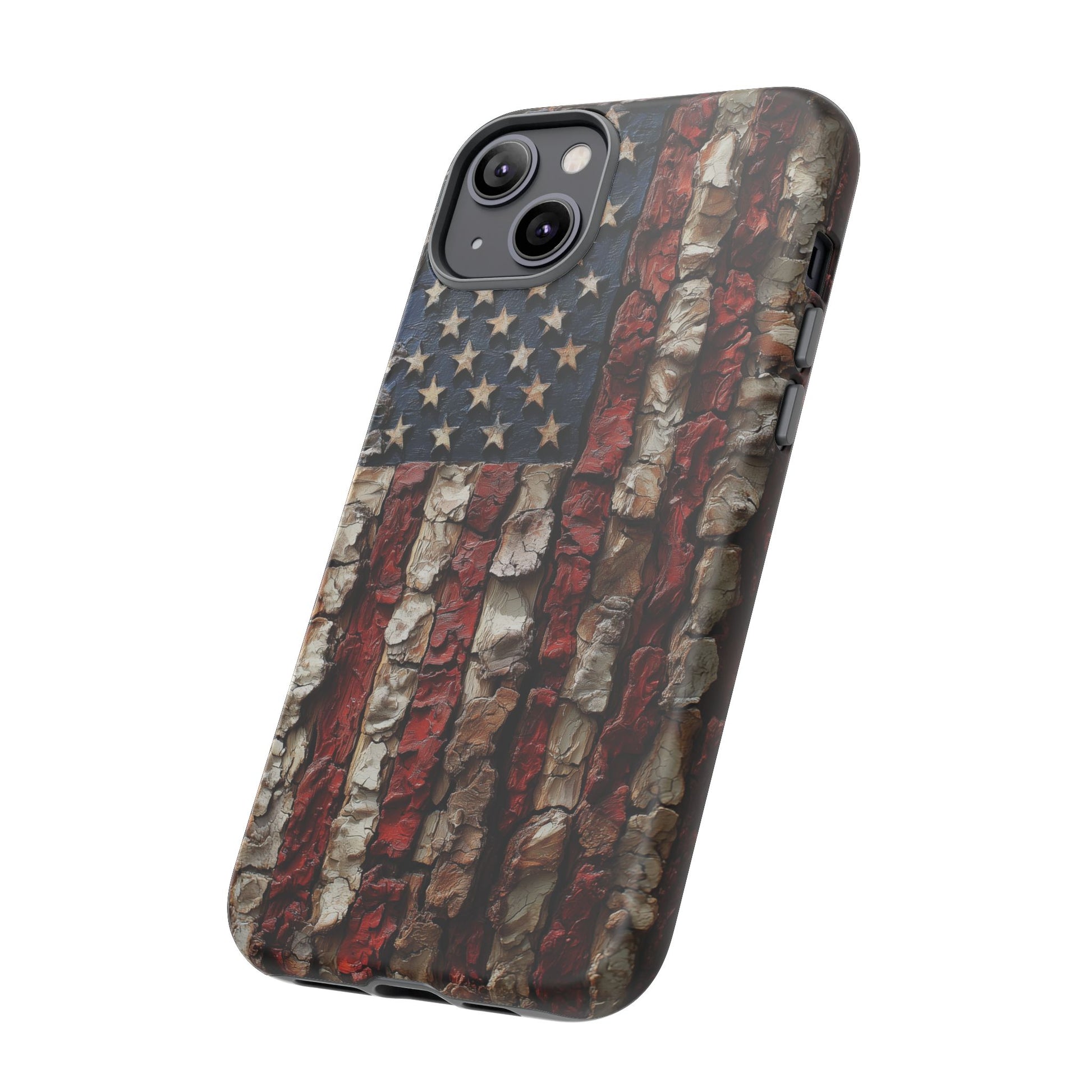 American Flag Bark Wood UV Print