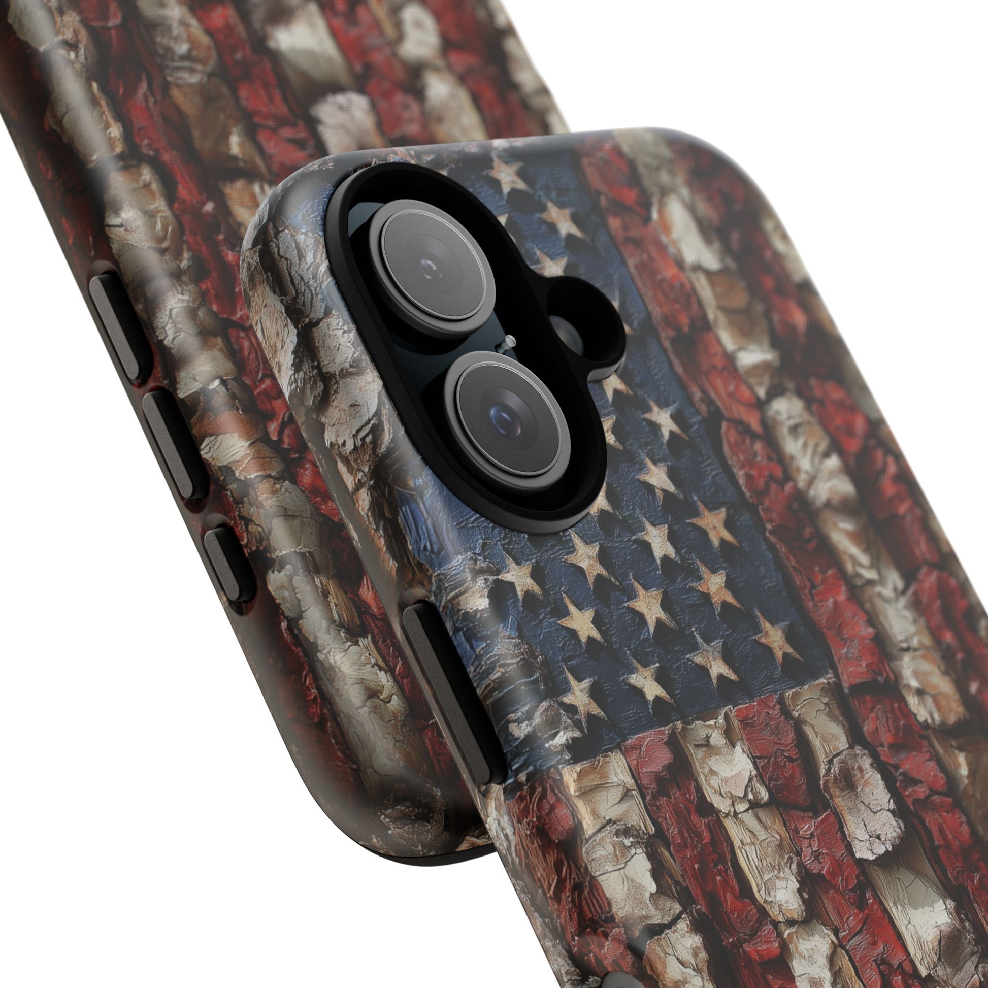American Flag Bark Wood UV Print