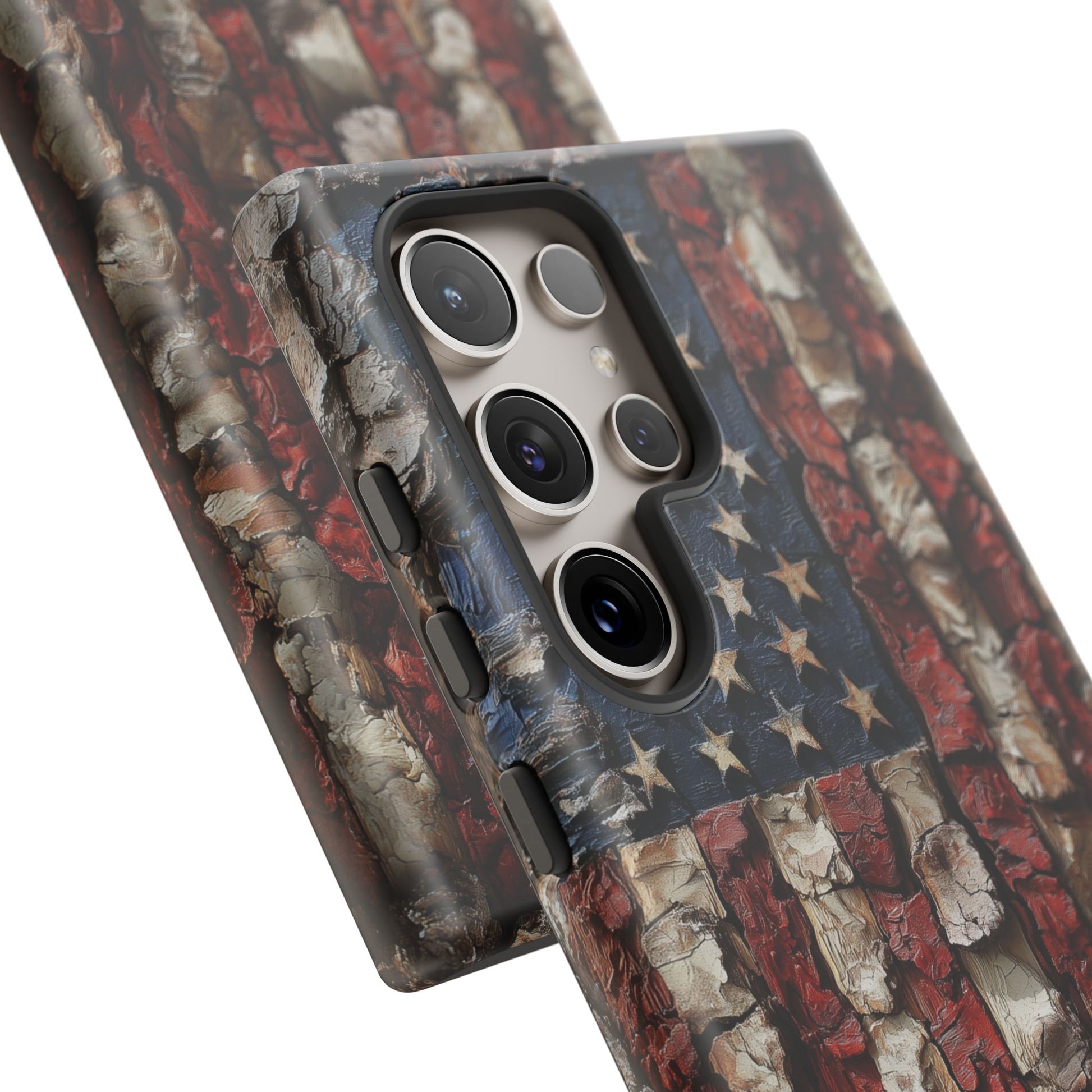 American Flag Bark Wood UV Print