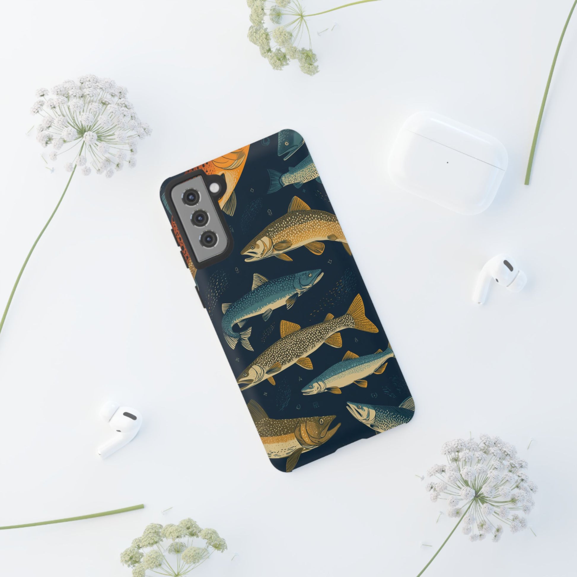 Abstract Fish Salmon Fishing Pattern