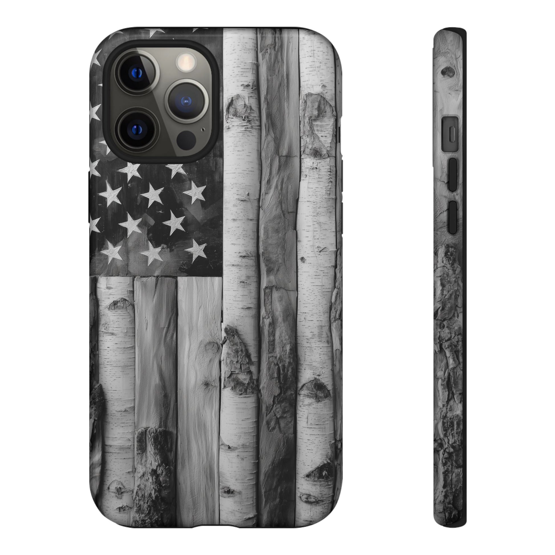 American Flag Flat Gray Wood Tone