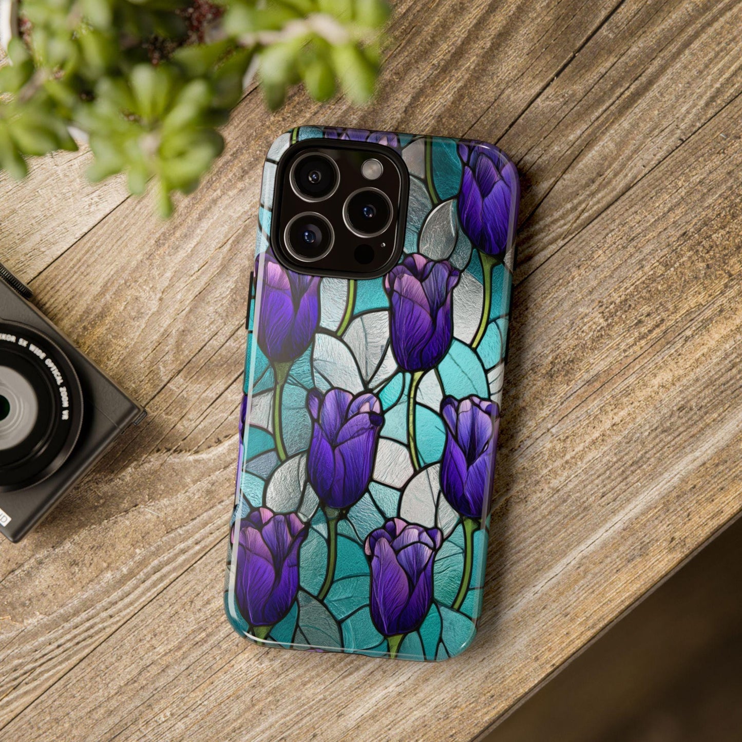 Amethyst Tulip Flower Stained Glass
