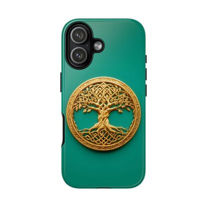 Golden Yggdrasil Celtic Tree Teal