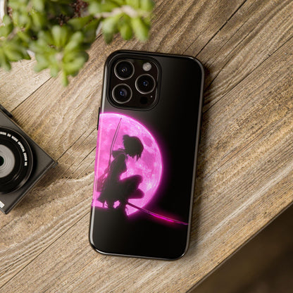 Anime Girl Warrior Pink Neon Moonlight