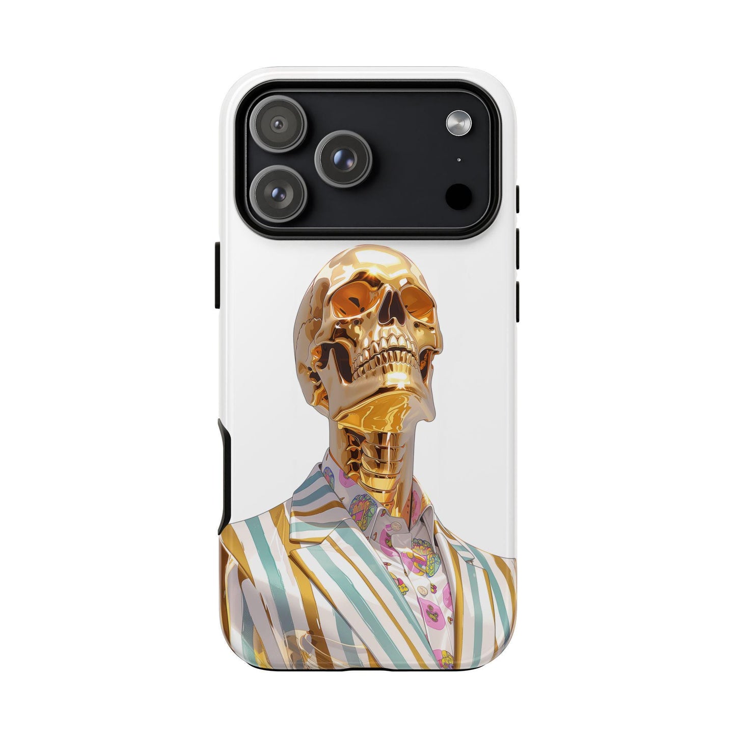 Golden Skeleton Striped Suit Skull
