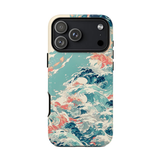 Teal Ocean Waves Coral Pastel