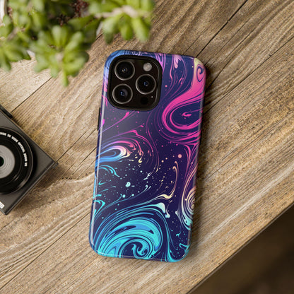Teal Blue Swirls Neon Liquid