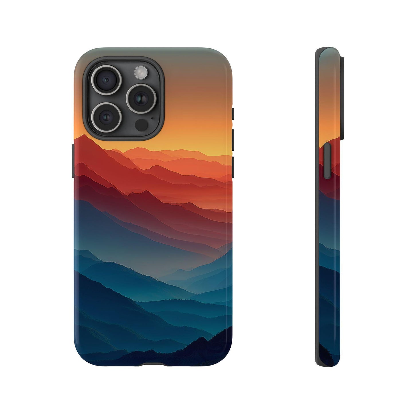 Gradient Mountains Orange Blue Sunrise