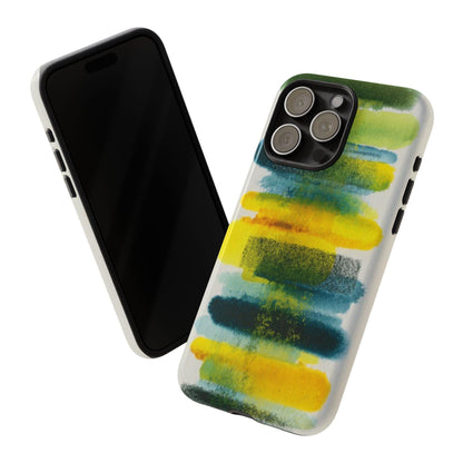 Green Yellow Citron Cascade Brush Strokes