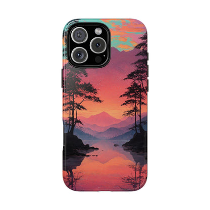 Serene Magenta Pink Sunset Forest