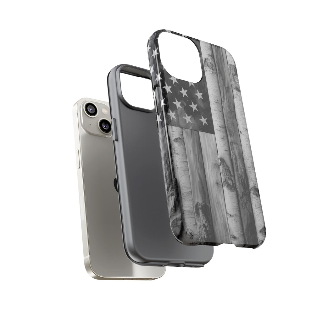 American Flag Flat Gray Wood Tone