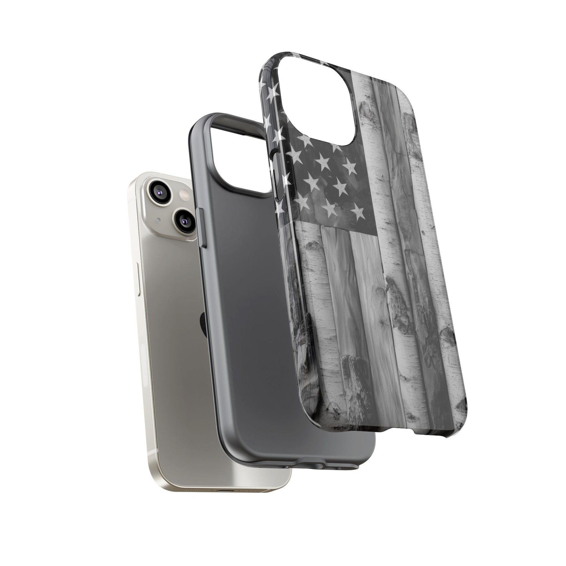 American Flag Flat Gray Wood Tone