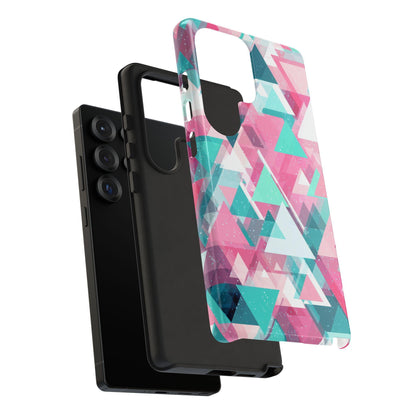 Abstract Triangles Pink Teal Pattern