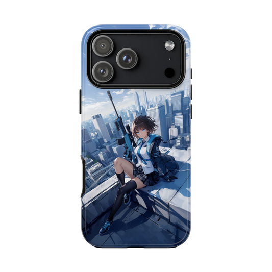 Anime Schoolgirl Sniper City Rooftop