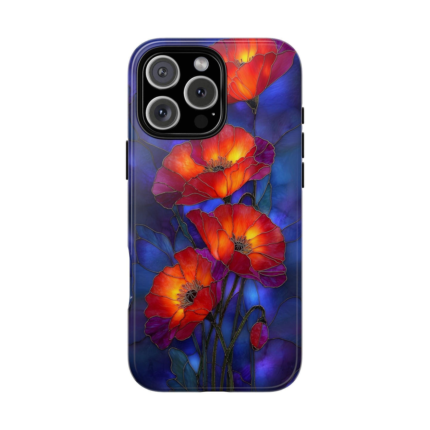 Red Poppy Flower Stained Glass