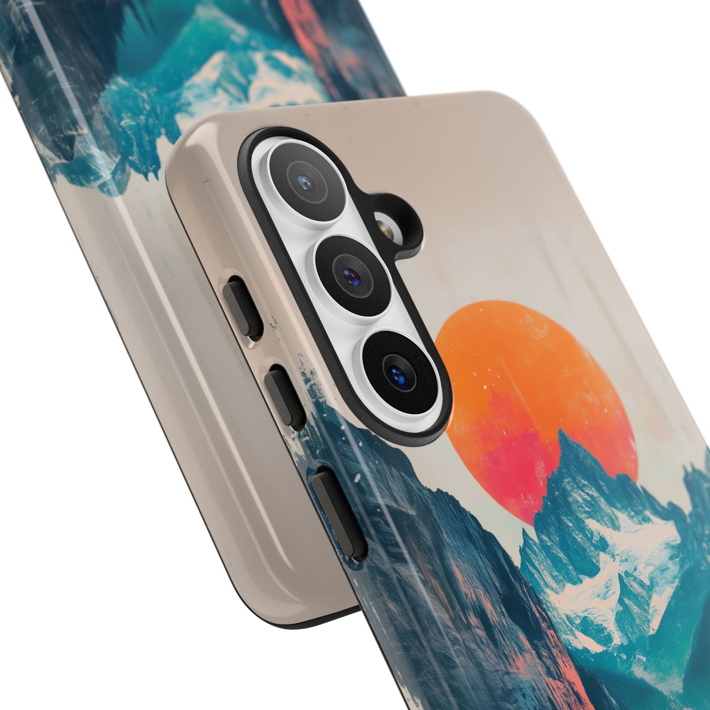 Blue Mountain Orange Sun Risograph