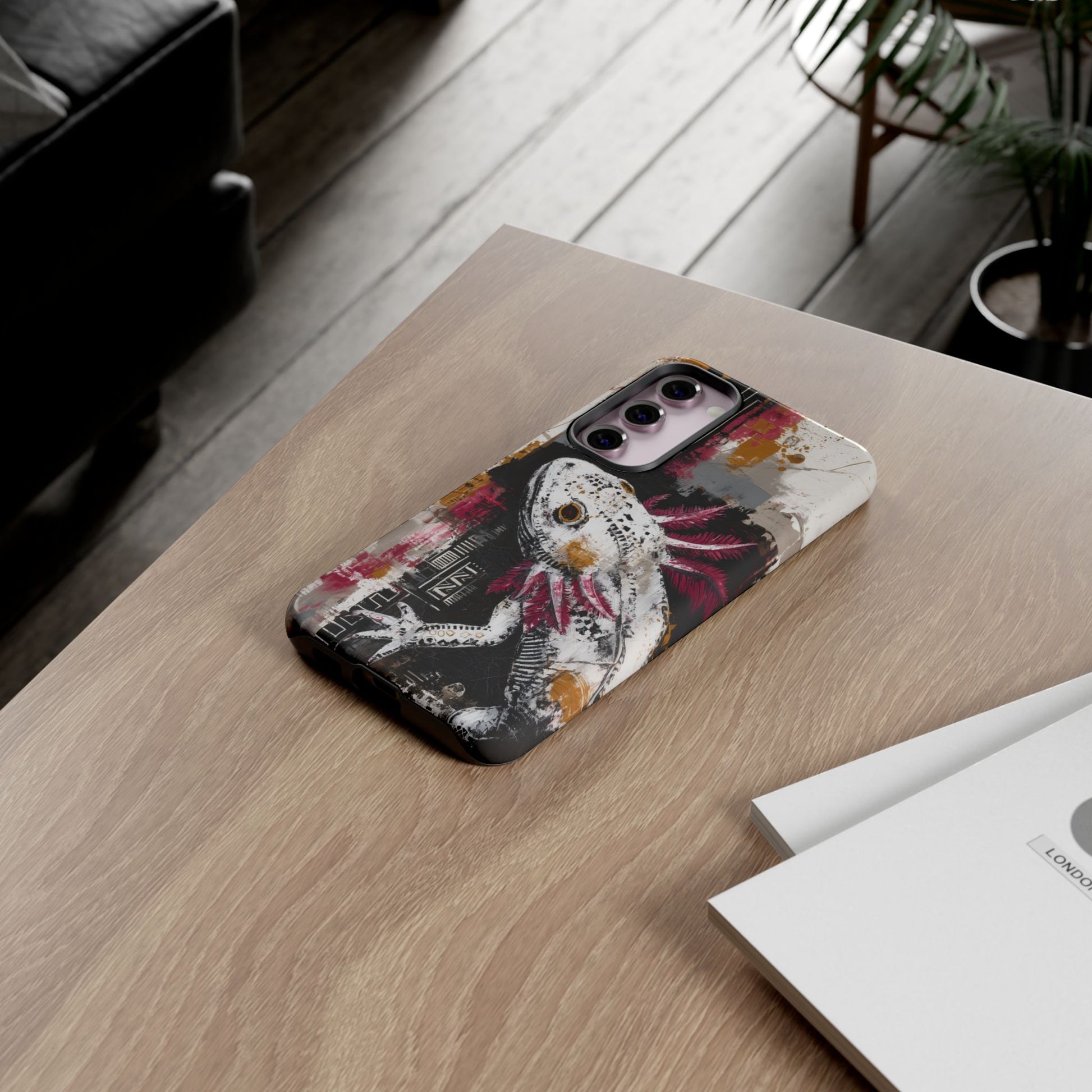 Abstract Axolotl White Pink Artwork