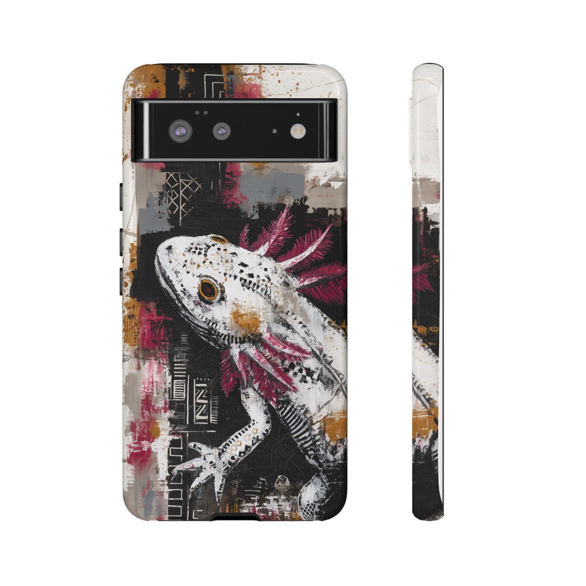 Abstract Axolotl White Pink Artwork