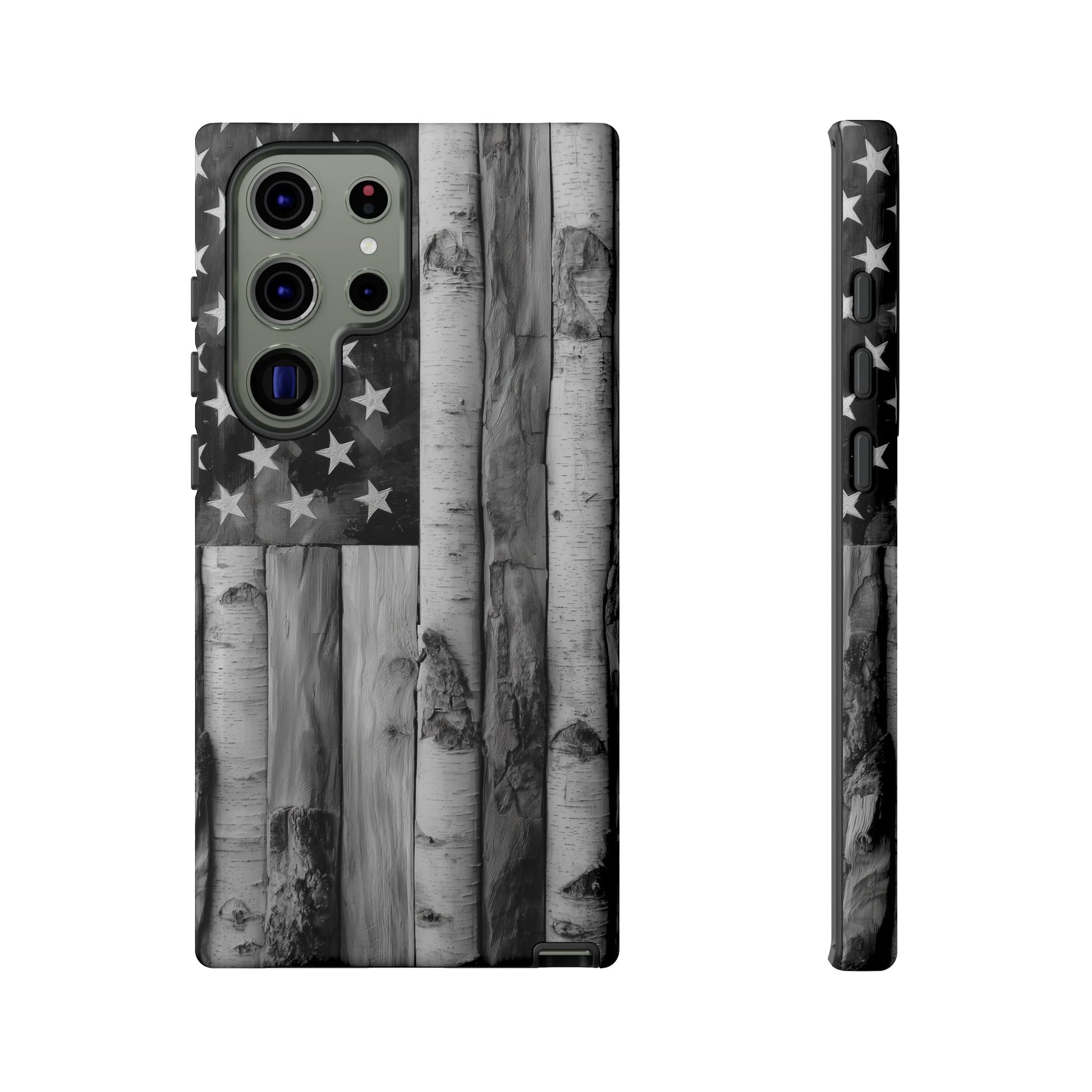 American Flag Flat Gray Wood Tone